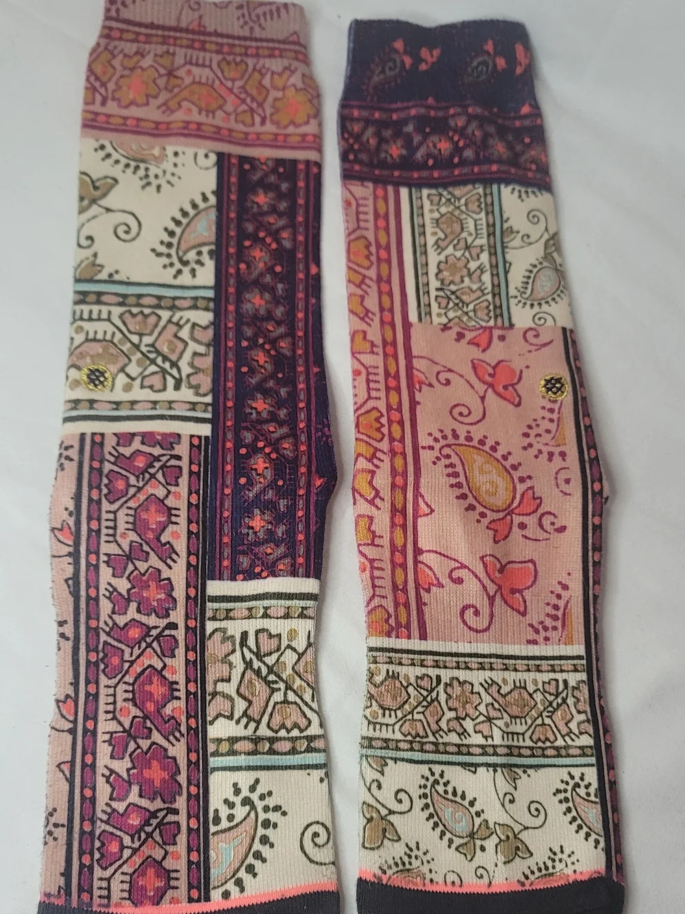 Stance Pink, Navy & Cream Patterned Crew Socks Size M
